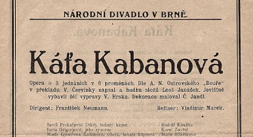 Poster for the premiere of Leoš Janáček's 1921 opera Káťa Kabanová in Brno